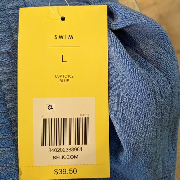 Cabana Blue Terrycloth Stretch Swim Shorts Size L NWT - Picture 5 of 5
